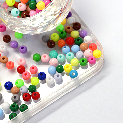 Perles acryliques opaques, ronde, couleur mixte, 5x4.5mm, Trou: 2mm, environ 720 pcs/50 g