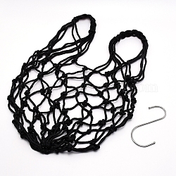 Sac en tissu polyester, avec crochet fer, sacs d'alimentation pour animaux de compagnie, noir, 57x4~5 cm