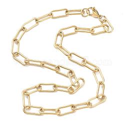 Vakuumbeschichtung 304 Edelstahl-Büroklammerketten-Halsketten, mit Karabiner verschlüsse, golden, 17.79 Zoll (45.2 cm)