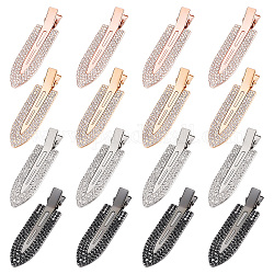 CRASPIRE 16Pcs No Bend Hair Clips Rhinestone No Crease Flat Styling Bling Bangs Hairpins Ceaseless Duckbill Seamless Barrette Hairstyle Tool for Woman Hairdressing Makeup Accessories 4 Color