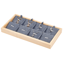 Rechteckiger Schmuckhalter aus Holz, für Ringe, Halsketten, Ohrringe, Schmuck-Display, Grau, 238.5x115x22 mm