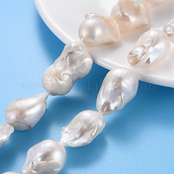 Fili di perle di keshi di perle barocche naturali, perla d'acqua dolce coltivata, pepite, colore conchiglia, 18~31x16~23x13~17mm, Foro: 0.6 mm, circa 12~13pcs/filo, 14.96~15.35 pollice (38~39 cm)