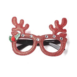 Montature per occhiali glitterate in plastica e tessuto non tessuto natalizio, per gli accessori per la decorazione del costume della festa di Natale, cervo, 100x150x28mm