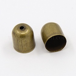 Iron Cord Ends, End Caps, Bell, Antique Bronze, 9x8mm, 7mm inner diameter, Hole: 1.5mm