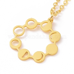 Legierung Mondphasenring Anhänger Halskette für Frauen, golden, 18.66 Zoll (47.4 cm)