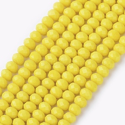 Yellow Imitation Jade Glass Faceted Rondelle Bead Strands, 3x2mm, Hole: 1mm, about 139pcs/strand, 14 inch