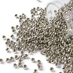 Toho perles de rocaille rondes, Perles de rocaille japonais, (713) argent olympique métallisé, 8/0, 3mm, Trou: 1mm, environ 1110 pcs/50 g