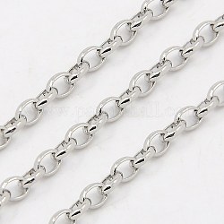 304 Stainless Steel Rolo Chains, Belcher Chains, Soldered, Stainless Steel Color, 4.5x3.5x0.8x1.2mm