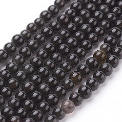 Perles en obsidienne naturelle, ronde, AA grade, noir et coloré, 4mm, Trou: 1mm, Environ 84 pcs/chapelet, 15 pouce