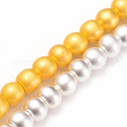 Chapelets de perles en hématite synthétique sans magnétiques, ronde, mat, couleur mixte, 3.5~4mm, Trou: 1mm, Environ 112 pcs/chapelet, 16.1 pouce (41 cm)