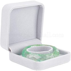 Boîte à bracelet carrée en velours. étui de rangement cadeau bracelet, gris clair, 9x9x3.9 cm, Diamètre intérieur: 5 cm