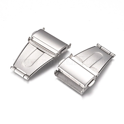 201 Stainless Steel Watch Band Clasps, Fold Over Clasps, Stainless Steel Color, 37x25x5mm