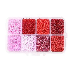 I semi di vetro di 1 scatola 8/0 bordano i branelli allentati rotondi, rosso, 3mm, Foro: 1 mm, circa 4200 pc / scatola