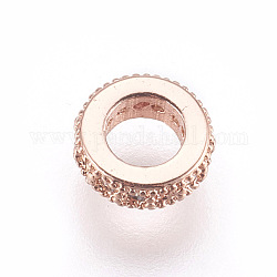 Perline zirconi micro pave  in ottone, piombo & cadimo libero, rotondo e piatto, chiaro, oro roso, 6x2mm, Foro: 3 mm