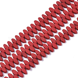 Liens multibrins en hématite synthétique non magnétique peints à la bombe, pour la fabrication de bracelets élastiques, ovale, rouge, 5x2.5x2mm, Trou: 0.9mm, Environ 250~253 pcs/chapelet, 16.54 pouce (42 cm)