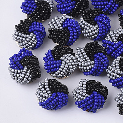 Cabochons en perles de verre, perles de cluster, avec des supports de disques perforés en fer doré, fleur, colorées, 19~20x10~12mm