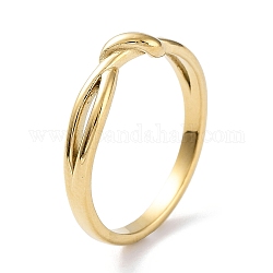 Placcatura ionica (ip) 304 anelli cavi in acciaio inossidabile, vero placcato oro 18k, misura degli stati uniti 7 1/4 (17.5mm)