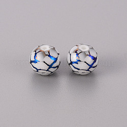 Perles en verre electroplate, ronde, bleu plaqué, 10mm, Trou: 1.2mm