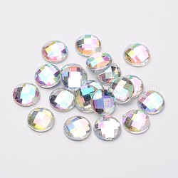 Cabochons à dos plat de strass d'imitation acrylique de Taiwan, facette, demi-rond / dôme, couleur mixte, 10x3.5mm, 1000 pcs /sachet 