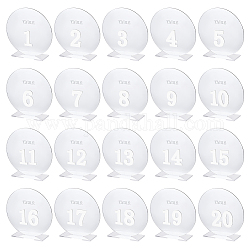 Segno di numero di tabella dello specchio acrilico, con supporto base, segnaletica di prenotazione, per nozze, Hotel, ristorante, numero  1~20, grigio chiaro, 123x40x124mm