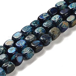 Brins de perles de dolomite naturelles, teinte, cuboïde, bleu de Prusse, 7~7.5x5~5.5x5~5.5mm, Trou: 1.2mm, Environ 55 pcs/chapelet, 15.67~15.94 pouce (39.8~40.5 cm)