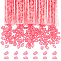 Nbeads 760pcs grado a cuentas de semillas de vidrio, Abalorios de cristal checas, imitación de jade, maní, de color rosa oscuro, 6x3mm, agujero: 1.2 mm