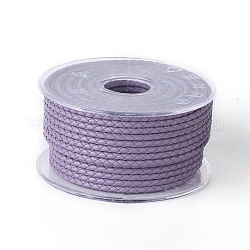 Cordón trenzado de cuero, cable de la joya de cuero, material de toma de diy joyas, lila, 3mm, alrededor de 5.46 yarda (5 m) / rollo