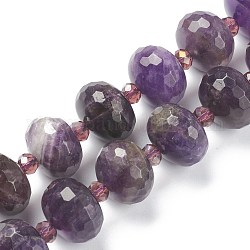 Natural Amethyst Beads Strands, Faceted, Roundelle, 18x13mm, Hole: 1.2mm, about 21pcs/strand, 14.76 inch(37.5cm)