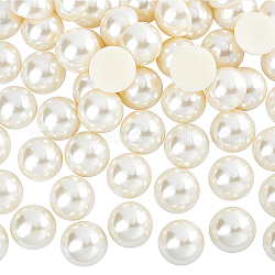 Fingerinspire 60pcs abs Plastikcabochons, Nachahmung Perlen, Halbrund, beige, 25x12.5 mm, 60 Stück / Karton