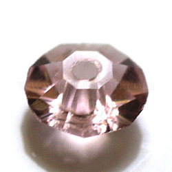 Perles d'imitation cristal autrichien, grade AAA, facette, plat rond, rose, 4.5x2.5mm, Trou: 0.7~0.9mm