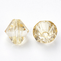 Perles en acrylique transparente, Toupie, kaki clair, 6x5.5mm, Trou: 1.5mm, environ 6120 pcs/500 g