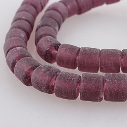 Frosted Lampwork Column Beads Strands, Old Rose, 10x12mm, Hole: 2mm, about 41pcs/strand, 16.5inch