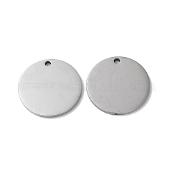 304 Stainless Steel Pendants, Stamping Blank Tag, Flat Round Charm, Stainless Steel Color, 20x1.3mm, Hole: 1.6mm