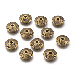 Tibet silber spacer perlen, Bleifrei, Nickel-und cadmium frei, Doppelkegel, Antik Bronze Farbe, 12 mm in Durchmesser, 4.5 mm dick, Bohrung: 2 mm