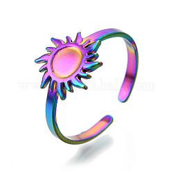 304 Sonnenmanschettenringe aus Edelstahl, offene Ringe für Frauen Mädchen, Regenbogen-Farb, uns Größe 7 (17.9mm)