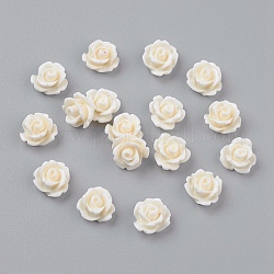 Resin Cabochons, Flower, White, 10x6.5mm