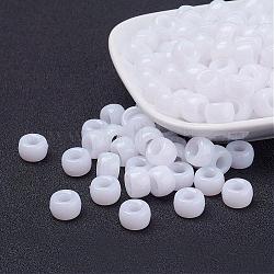 Opaque Acrylic European Beads, Barrel, White, 9x6mm, Hole: 4mm, about 1900pcs/500g