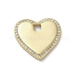 Brass Micro Pave Cubic Zirconia Pendants, Real 18K Gold Plated, Heart, 17x18x1.7mm, Hole: 2.5x2.4mm