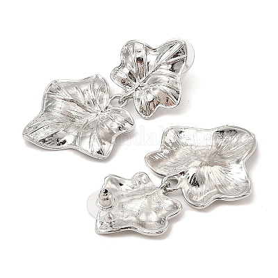 Серьги-гвоздики из сплава в форме кленового листа EJEW-L096-001P-1