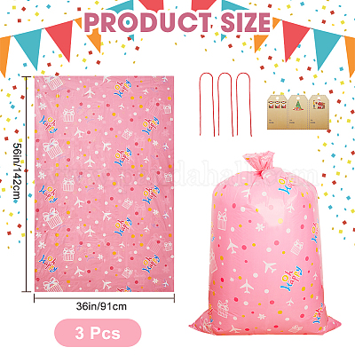 Рождественские 3шт прямоугольные пластиковые подарочные пакеты для хранения ABAG-WH20010-08C-1