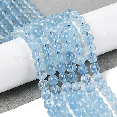 Природные Аквамарин бисер нитей G-P342-10-6mm-A-1