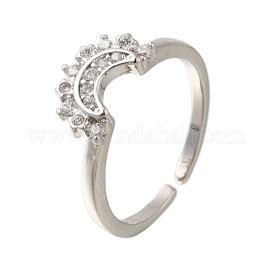 Кольца-манжеты из латуни с микропаве из кубического циркония для женщин RJEW-D079-01A-RS-1