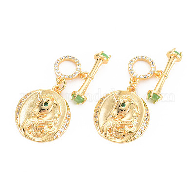 Реечное покрытие латунь микро паве прозрачный кубический цирконий застежки-тоггл KK-N233-183-1