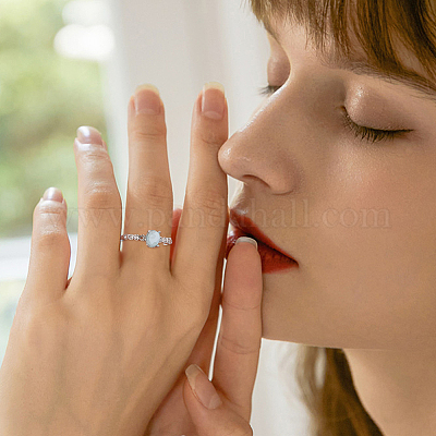 1 шт регулируемое кольцо с родиевым покрытием из 925-х компонентов из стерлингового серебра с прозрачным кубическим цирконием STER-DC0001-88-1