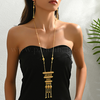 Элегантные многослойные геометрические колье и серьги из латуни для женщин ID8941-1