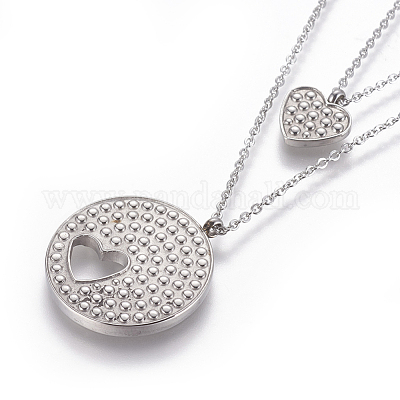 Многоярусные ожерелья из нержавеющей стали 304 NJEW-E141-22-1