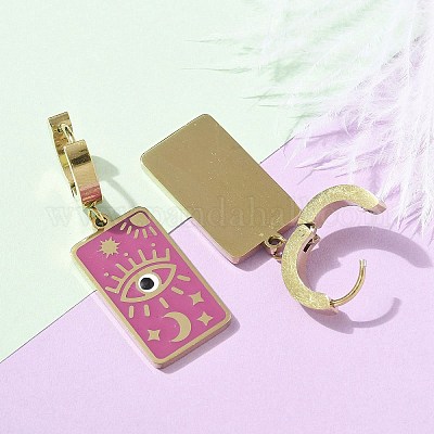 Женские серьги-кольца из нержавеющей стали 304 с эмалью STAS-Z105-01G-03-1