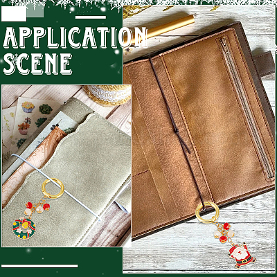 3 комплект подвесок из сплава с эмалью в виде Санта-Клауса и рождественского венка HJEW-SC0001-78-1