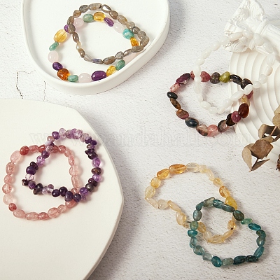 4-8mm Stretchy Stone Bracelets Assorted Natural Gemstone Beads