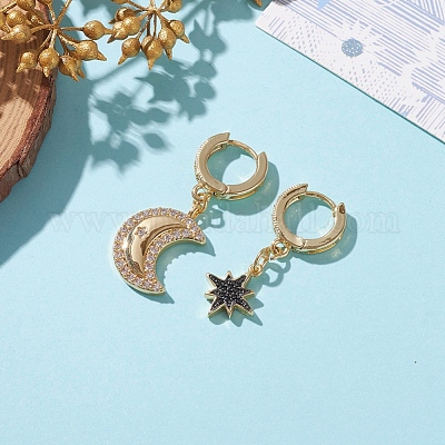 Серьги-кольца из латуни с микро-паве из фианита EJEW-JE04448-1